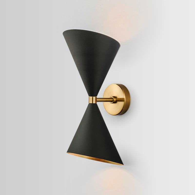Modern Metal Hourglass Wall Mount Light Fixture With 2 Bulbs - Black Lighting