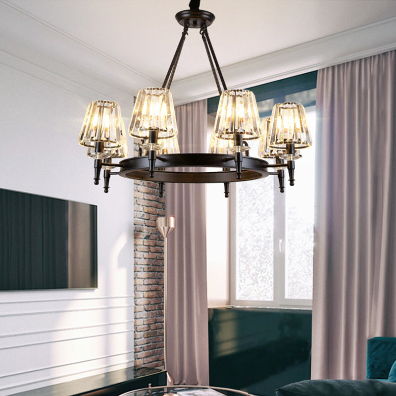 Crystal Pendant Chandelier With Farmhouse Charm And Hoop Design