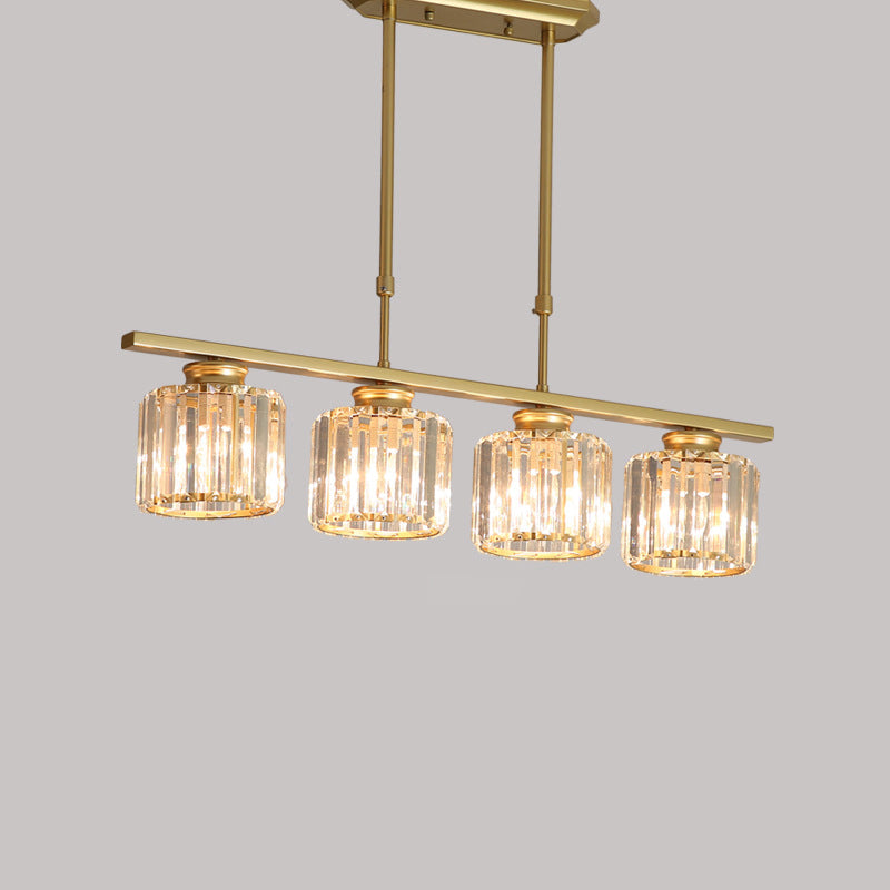 Clear Crystal Pendant Island Light - Elegant Hanging Fixture For Dining Room 4 / Gold