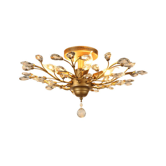 Traditional Crystal Branches Pendant Chandelier For Dining Room Ceiling Lighting 5 / Gold