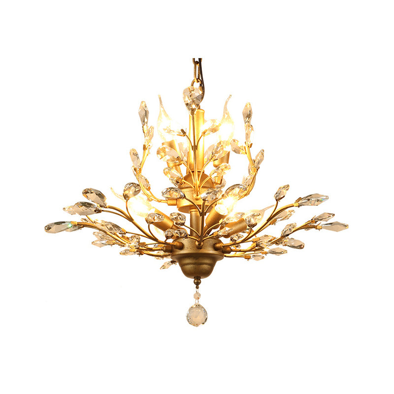 Traditional Crystal Branches Pendant Chandelier For Dining Room Ceiling Lighting 7 / Gold