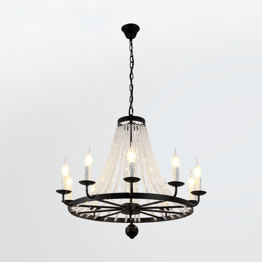 Country Black Candelabra Crystal Chandelier Pendant Light Kit For Living Room With Elegant Design 10