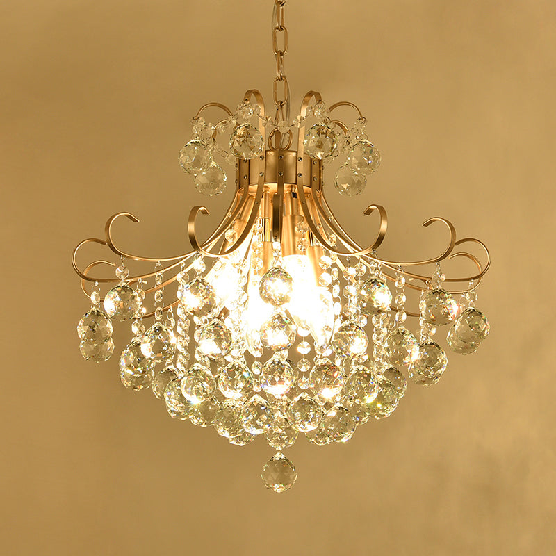 Gold Led Crystal Ceiling Chandelier - Traditional Flared Design For Living Room Lighting / 14