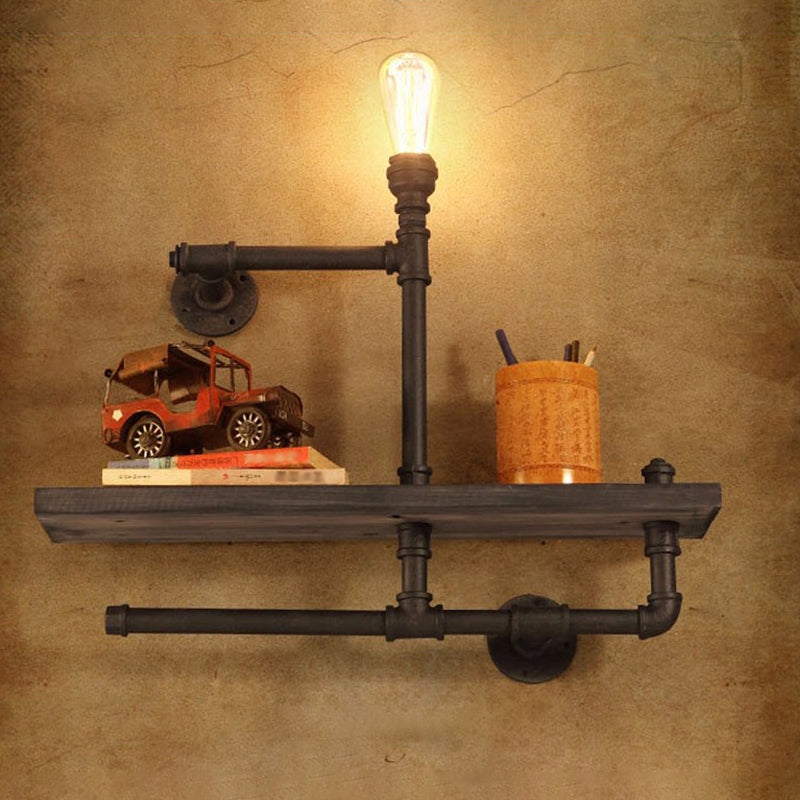 Steampunk Dining Room Wall Lighting: Rustic Metal Pipe Mounted Fixture Rust / E
