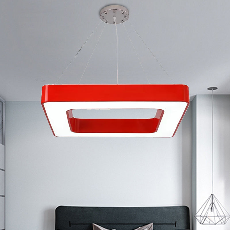 Kids Acrylic Led Chandelier Light Fixture In Colorful Square Design For Bedroom