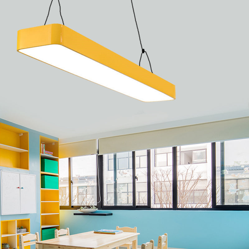 Stylish Acrylic Led Rectangle Chandelier In Warm/White Light For Office Decor