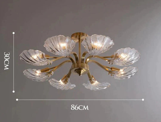 Luxury Modern Living Room Shell Copper Ceiling Lamp 8