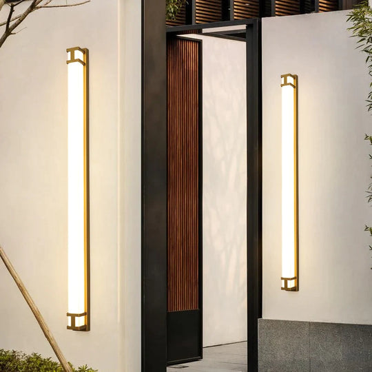 Outdoor Wall Lamp IP65 Waterproof LED Long Lights Garden Villa Porch Sconce Light Gold Black 110V 220V Sconce Luminaire