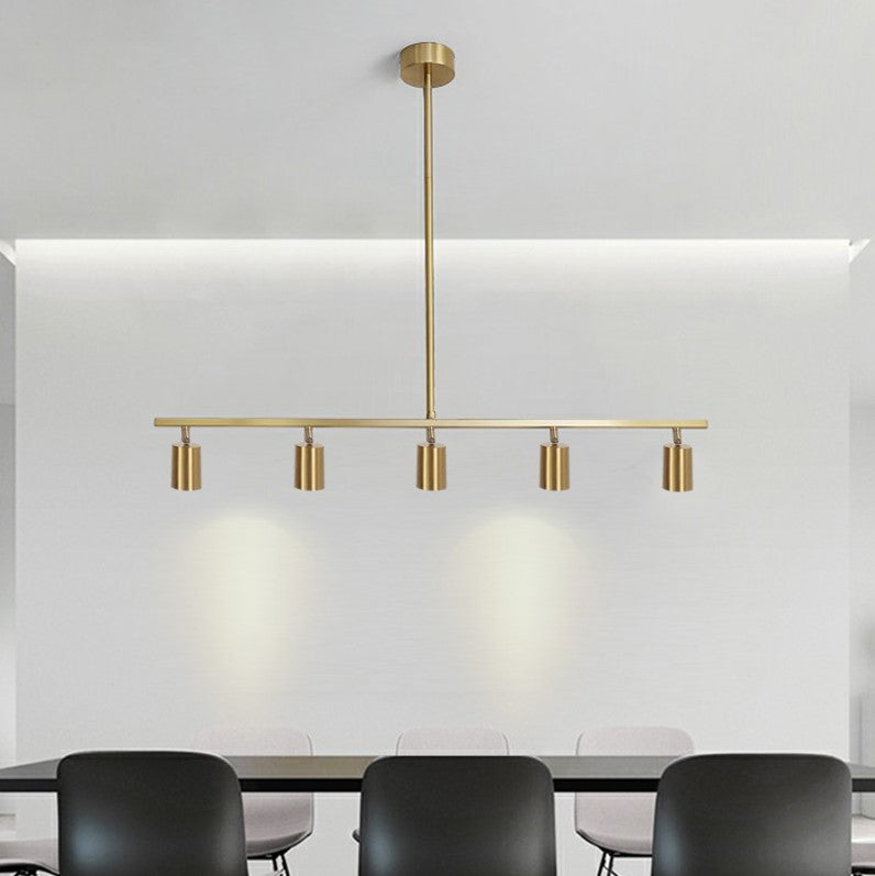 Minimalist Adjustable Led Dining Room Pendant Light With Tube Shade 5 / Gold