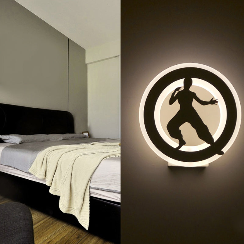 Sporty Kung Fu Kids Wall Light In White Finish / Left