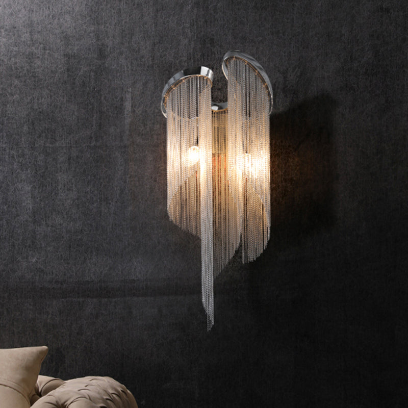 Minimalist Aluminum Wall Sconce Light With 2 Silver Bulbs - Perfect Bedside Lamp