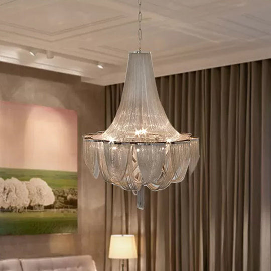 Modern Aluminum Led Pendant Draping Chandelier Light Fixture For Living Room Gold