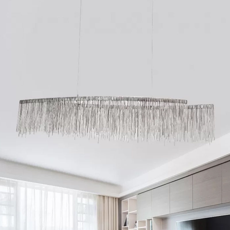 LED Ceiling Chandelier with Aluminum Shade - Modernist Linear Drop Pendant for Living Room
