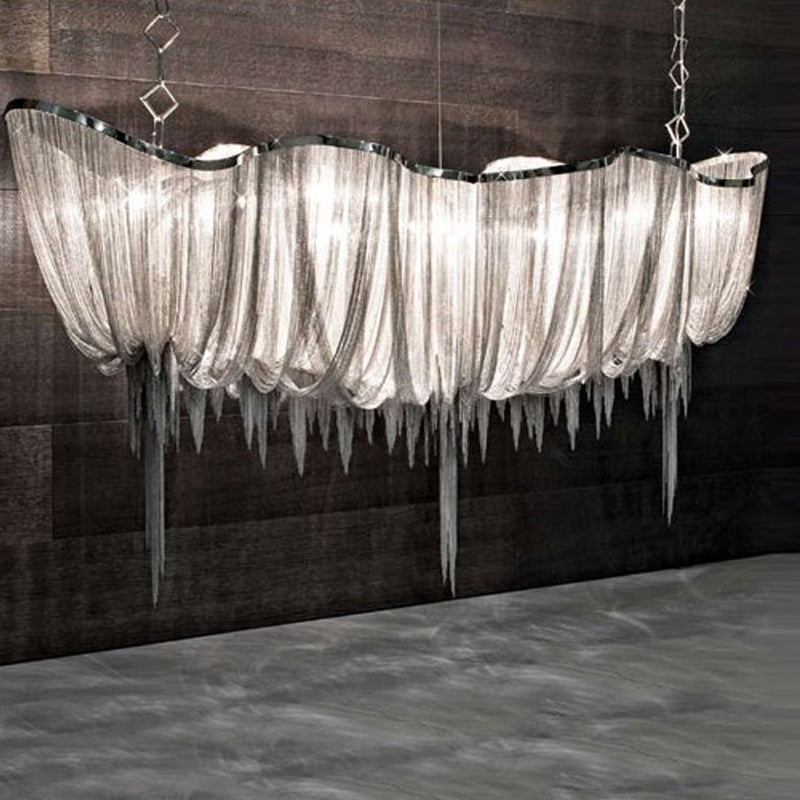 Modern Draped Chains LED Chandelier Light Fixture for Dining Room