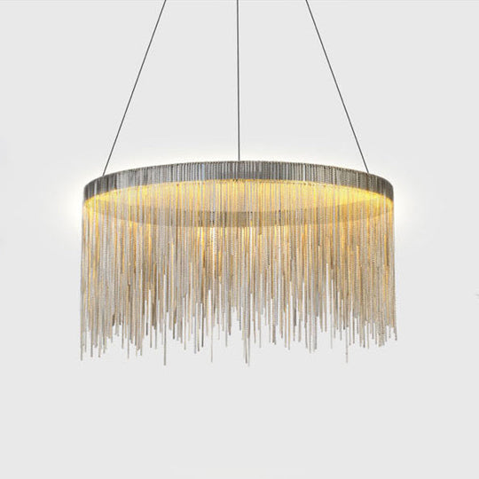 Aluminum Led Pendant Chandelier - Minimalistic Circular Hanging Ceiling Light For Living Room