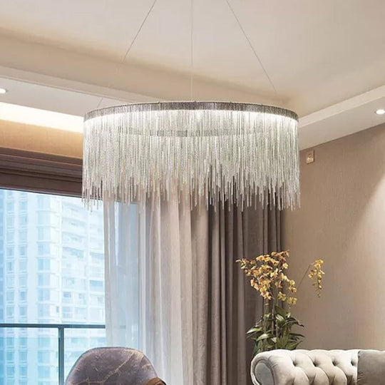 Aluminum Led Pendant Chandelier - Minimalistic Circular Hanging Ceiling Light For Living Room