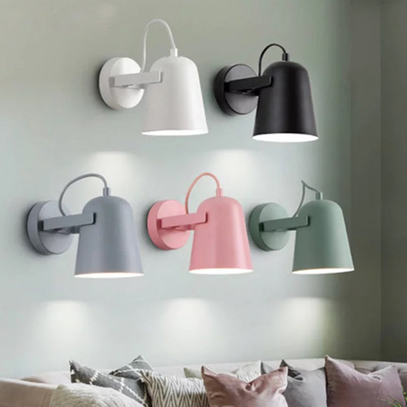 Nordic Rotatable Iron Bell Shade Wall Sconce Light For Living Room