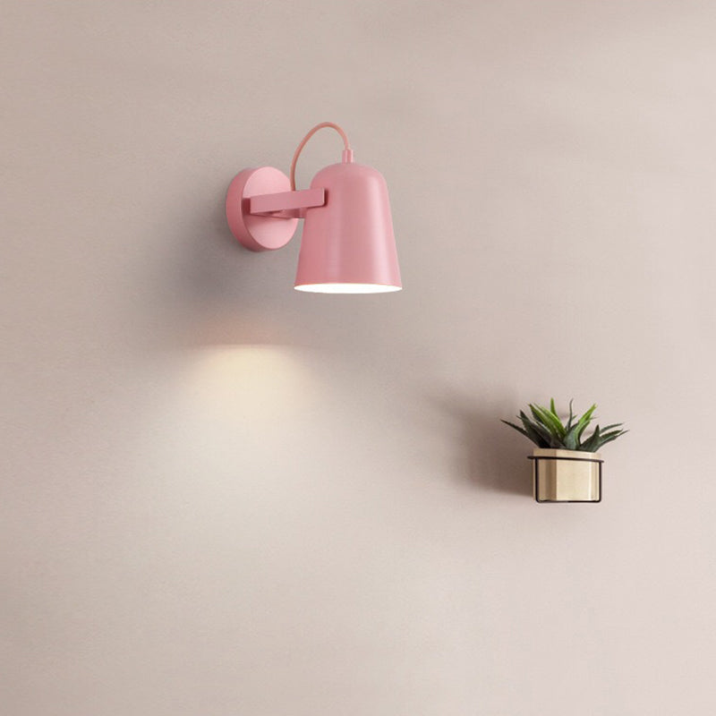 Nordic Rotatable Iron Bell Shade Wall Sconce Light For Living Room Pink