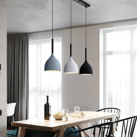 Modern Black Teardrop Multi-Light Pendant With 3-Bulb Dining Room Down Lighting