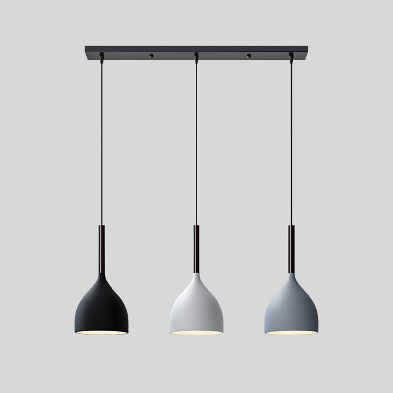 Modern Black Teardrop Multi-Light Pendant With 3-Bulb Dining Room Down Lighting