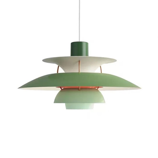 Sleek Metal Pendulum Ceiling Lamp With Tiered Design For Dining Room Green / Small