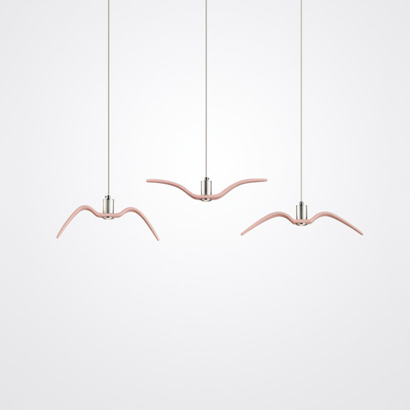 Modern Seagull Pendant Light: Led Metal Hang Lamp For Dining Room Pink / B