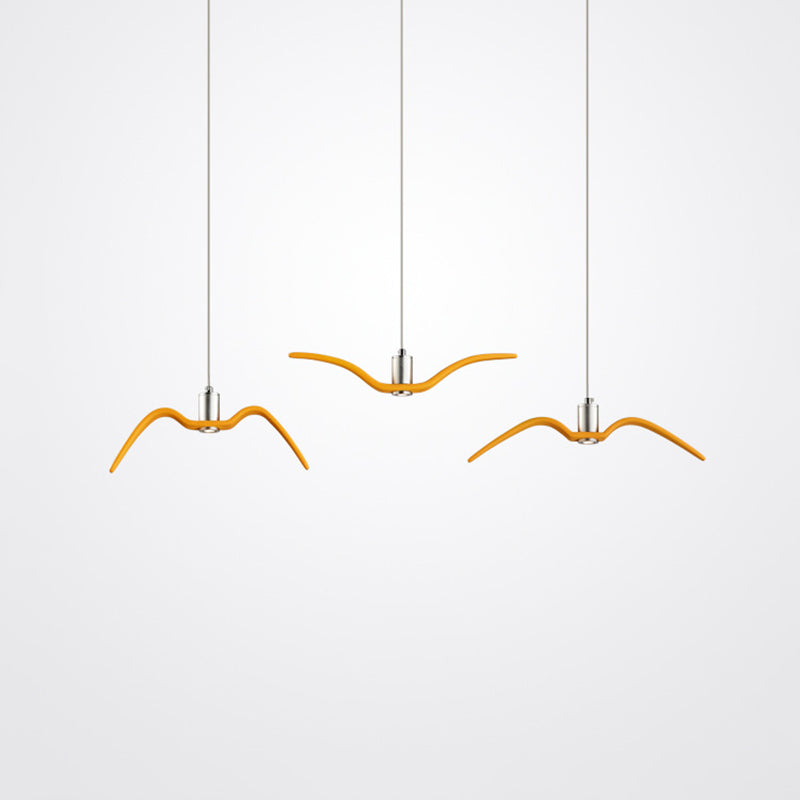 Modern Seagull Pendant Light: Led Metal Hang Lamp For Dining Room Yellow / B