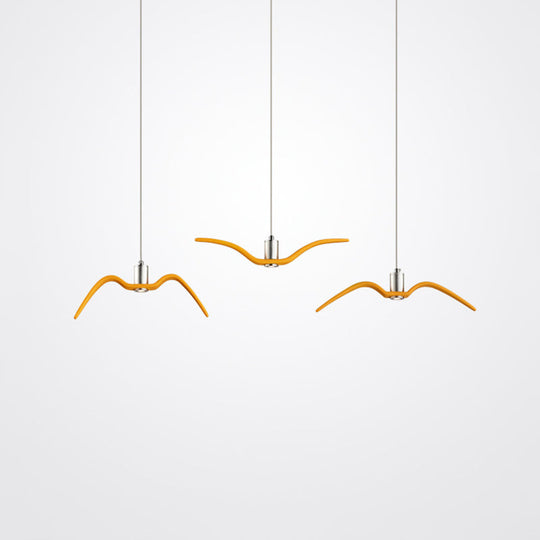 Modern Seagull Pendant Light: Led Metal Hang Lamp For Dining Room Yellow / B