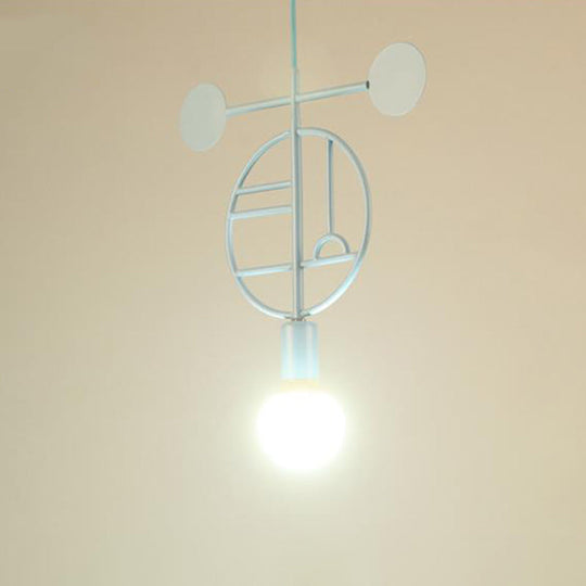 Sleek Geometric Frame Pendant Lamp With Metallic Finish - Modern 1-Head Bedroom Light Fixture Blue /