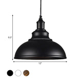 Rustic Bowl Shade Metallic Drop Pendant Ceiling Light For Dining Room