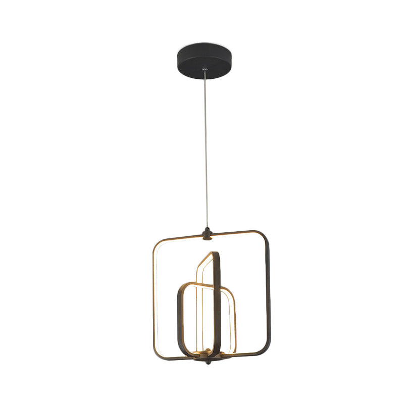 Modern Black/Gold Led Chandelier Pendant For Living Room: 3-Square Acrylic Ceiling Light