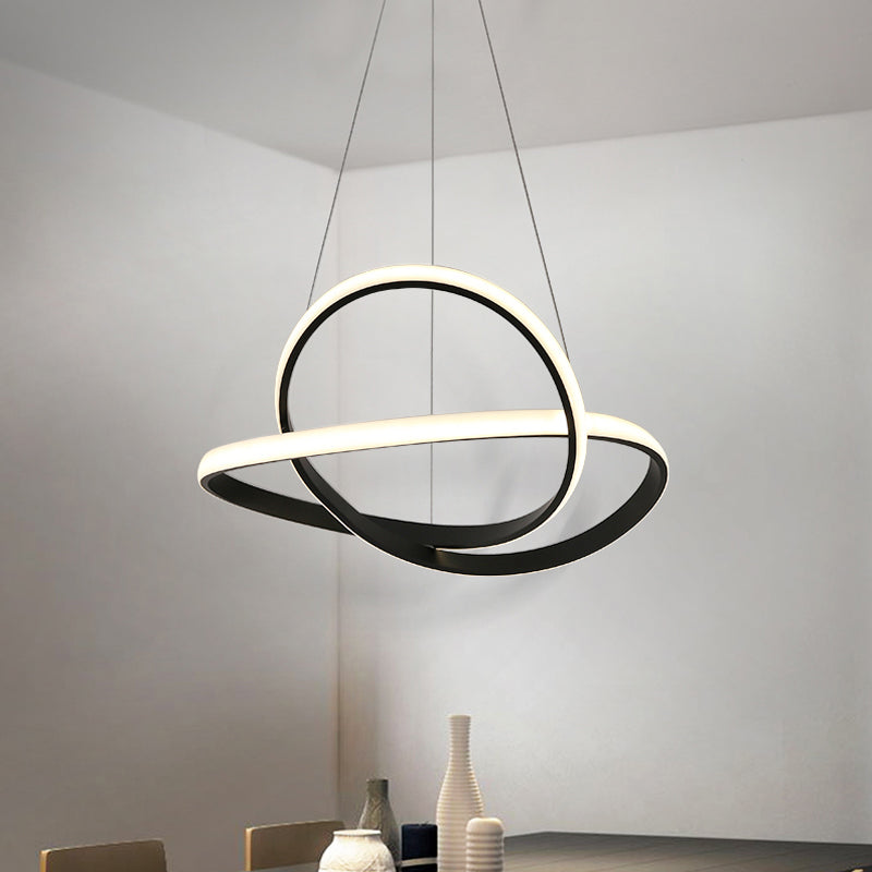 Sleek Curves Ceiling Light: Modern Led Chandelier Pendant In Warm/White Light Seamless Design Black