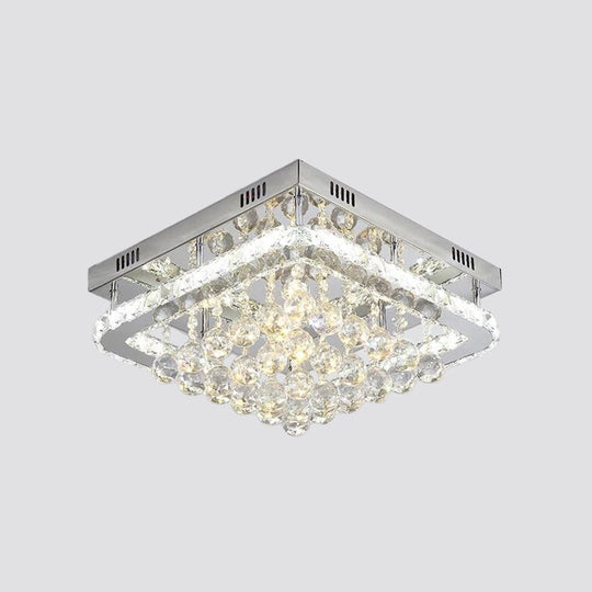 Crystal Led Flush Mount Ceiling Lamp For Living Room - Simplicity Tetragon Design