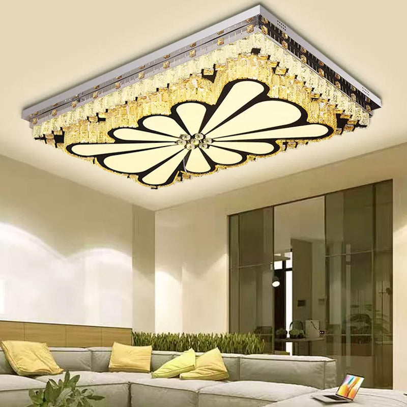 Modern Clear Crystal Led Flush Mount Ceiling Light For Living Room