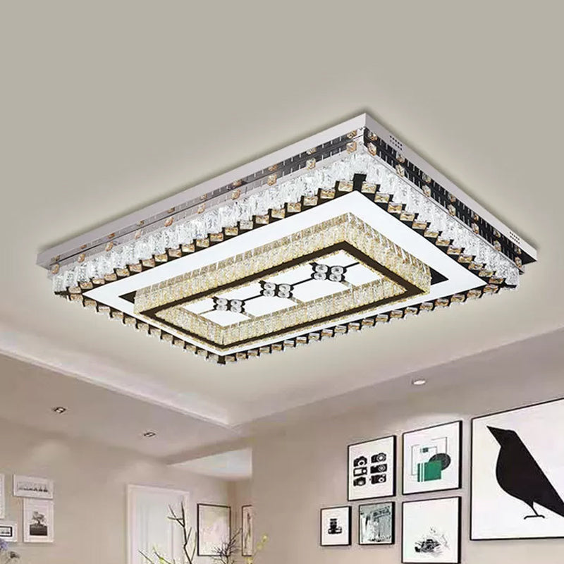Modern Clear Crystal Led Flush Mount Ceiling Light For Living Room / B