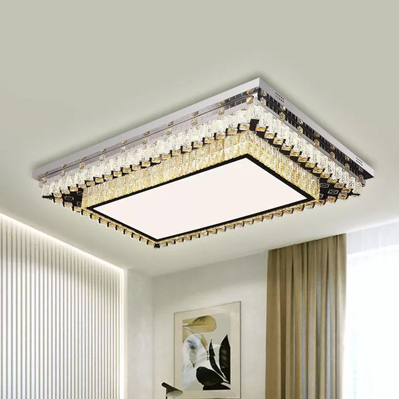 Modern Clear Crystal Led Flush Mount Ceiling Light For Living Room / C