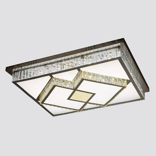 Led Flush Mount Ceiling Lamp With Clear Crystal Stainless Steel Frame - Ideal For Living Room