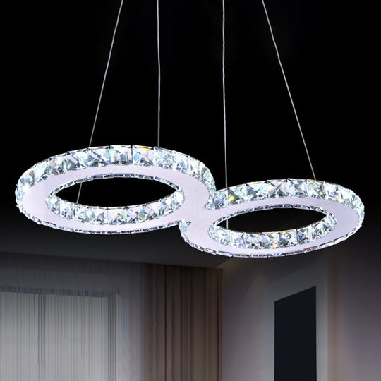 Modern Clear Crystal Led Chandelier For Dining Room - Geometry Frame Pendant Light / C