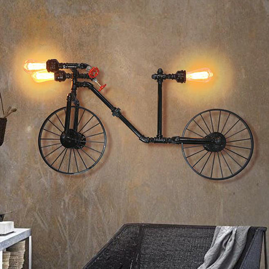 Industrial Iron Wall Sconce Lighting - Black Water Pipe Fixture For Restaurants / D