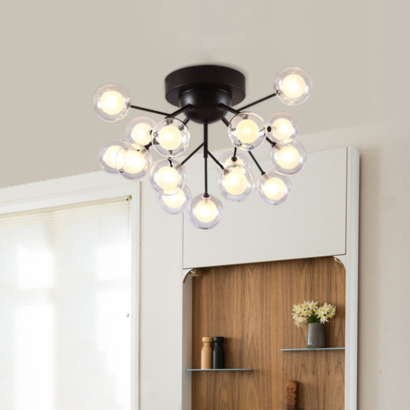 Modern Led Flushmount Ceiling Lamp - Metallic Contemporary Lighting For Bedroom 15 / Black Bubble