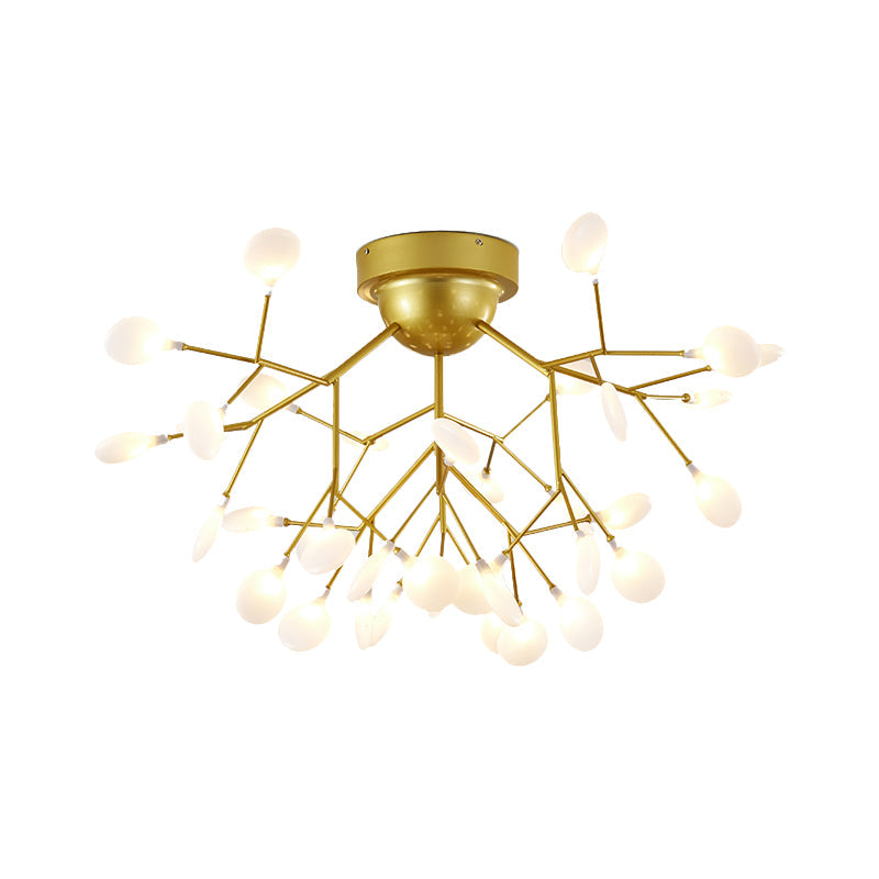 Nordic Flush Mount Led Ceiling Light In Brass For Living Room With Heracleum Metal Fixture 36 /