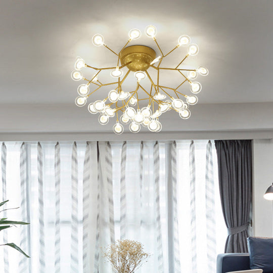 Modern Leaf-Shaped Led Ceiling Lamp For Bedroom - Acrylic Flush Mount 45 / Gold