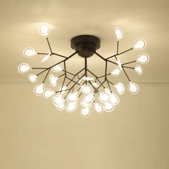 Modern Leaf-Shaped Led Ceiling Lamp For Bedroom - Acrylic Flush Mount 45 / Black