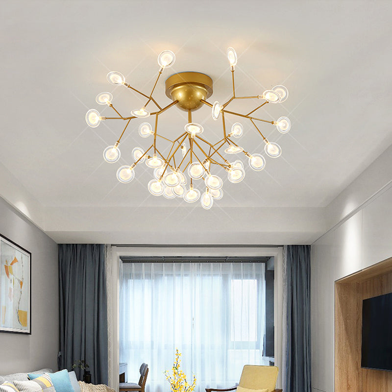 Modern Leaf-Shaped Led Ceiling Lamp For Bedroom - Acrylic Flush Mount 36 / Gold