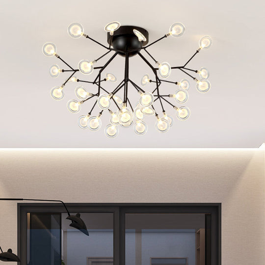 Modern Leaf-Shaped Led Ceiling Lamp For Bedroom - Acrylic Flush Mount 36 / Black