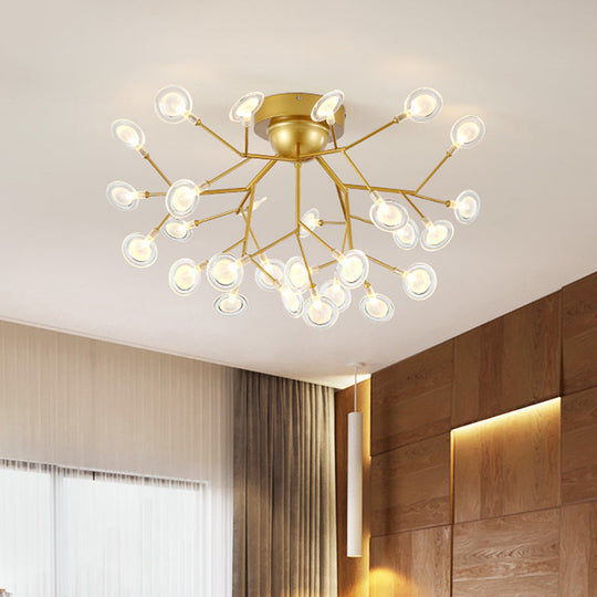 Modern Leaf-Shaped Led Ceiling Lamp For Bedroom - Acrylic Flush Mount 27 / Gold