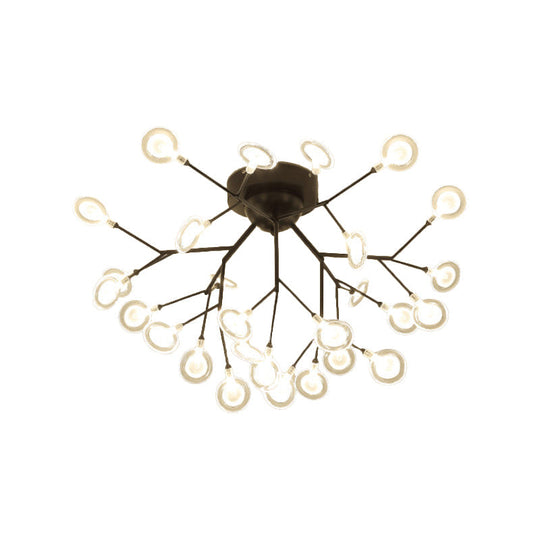 Modern Leaf-Shaped Led Ceiling Lamp For Bedroom - Acrylic Flush Mount