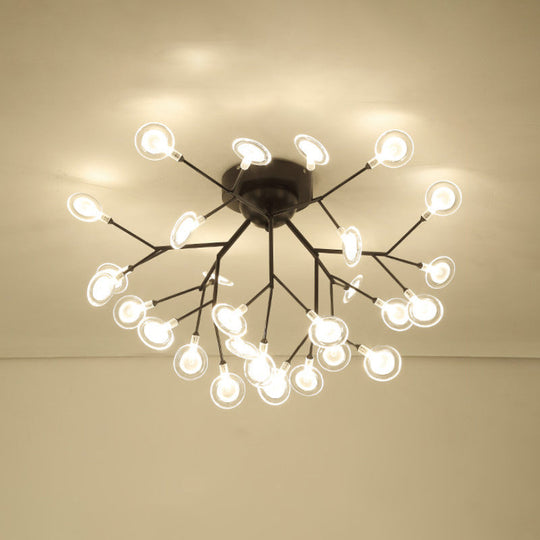Modern Leaf-Shaped Led Ceiling Lamp For Bedroom - Acrylic Flush Mount 21 / Black