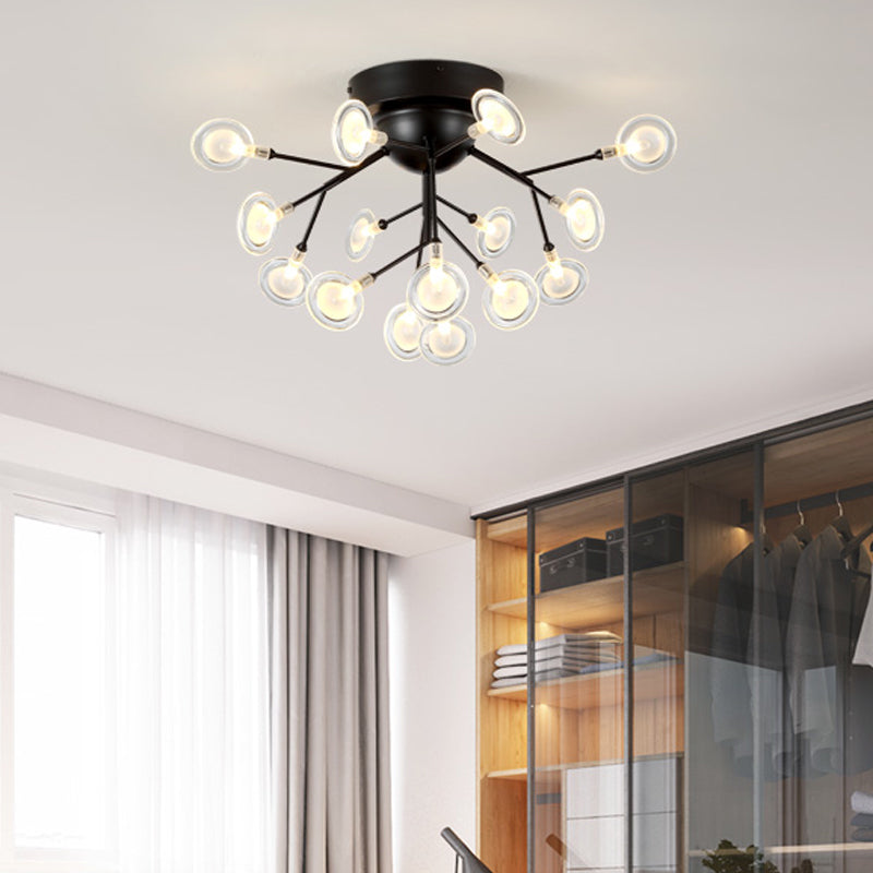 Modern Leaf-Shaped Led Ceiling Lamp For Bedroom - Acrylic Flush Mount 18 / Black