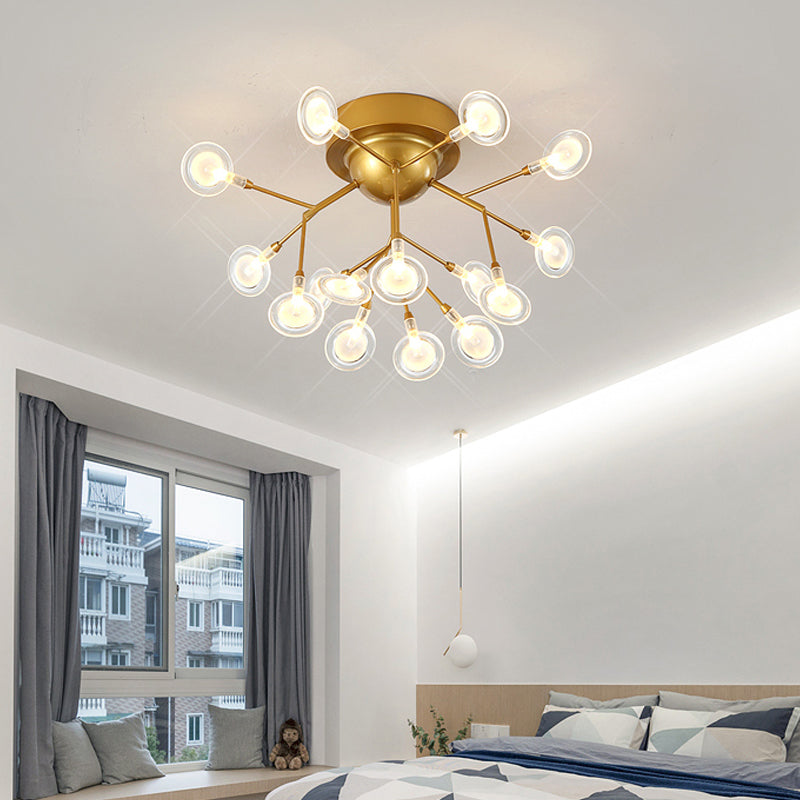 Modern Leaf-Shaped Led Ceiling Lamp For Bedroom - Acrylic Flush Mount 15 / Gold